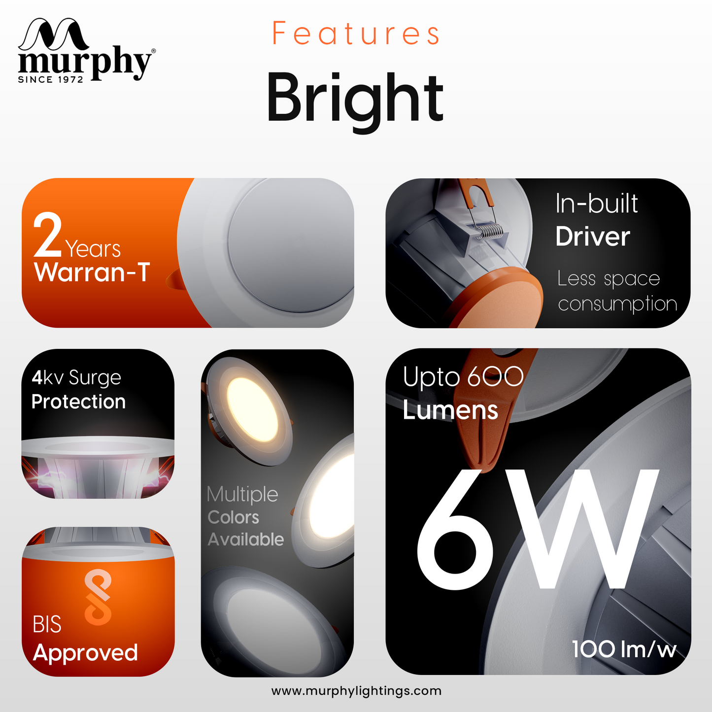 Murphy 6W Bright LED Concealed Box Down Light