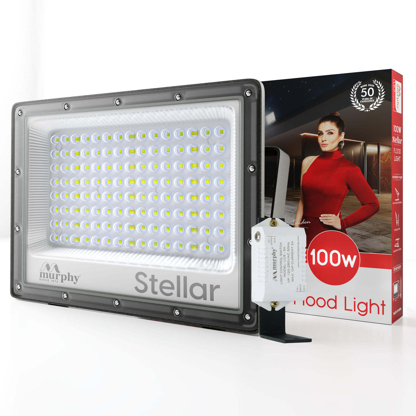 Murphy Steller 100W Led Waterproof with Auto On/Off Day Night Light Sensor Flood Light (Cool White, BIS Approved)