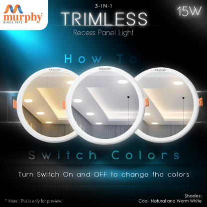 Murphy 15W Trimless 3 Color Changing Round Recess Panel Light
