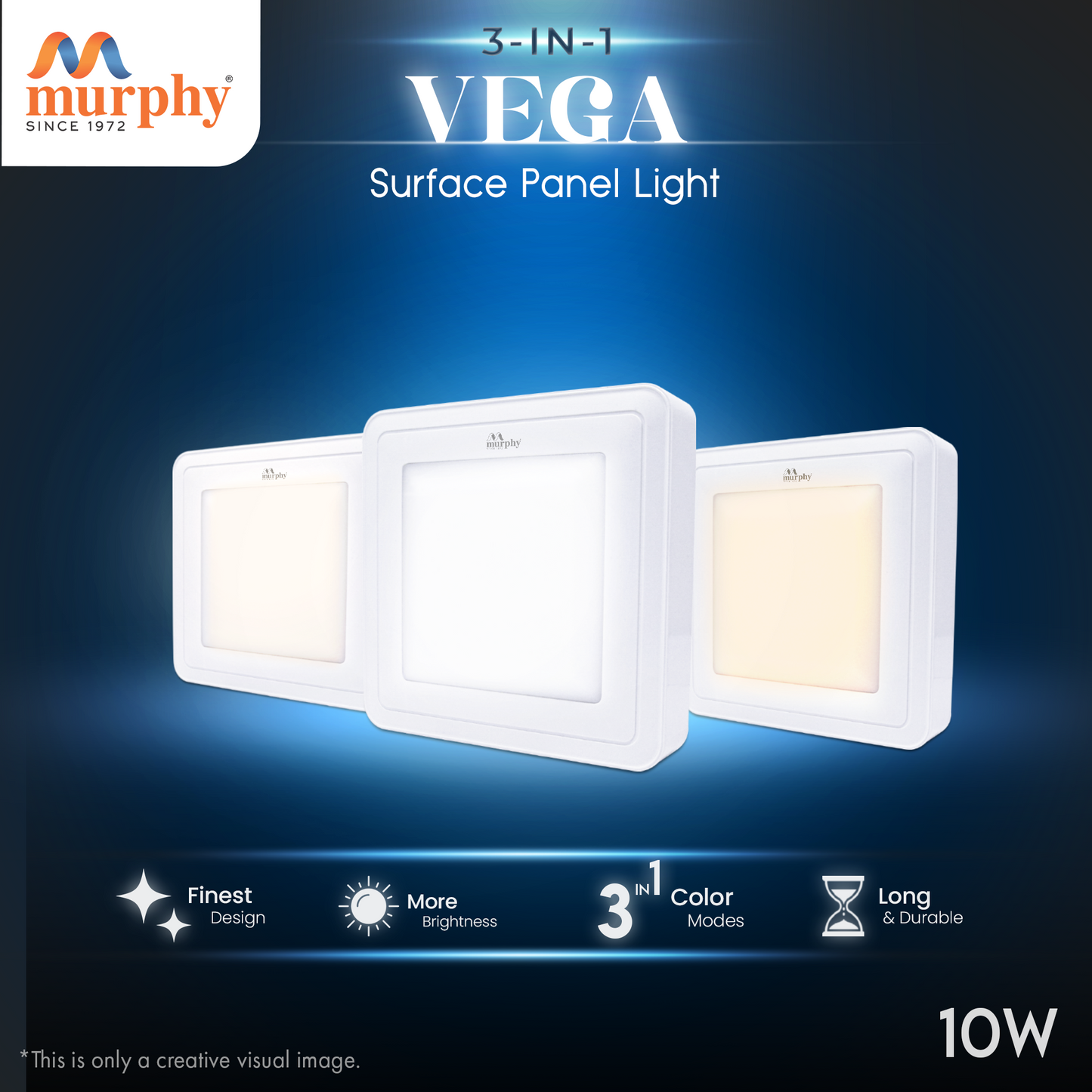Murphy 10W Vega Color Changing Square Surface Panel Light