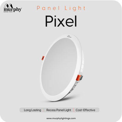 Murphy 10W Round LED Pixel Panel Light, Ceiling Light | Cool White Light (6500K) | Recessed Down Light for False Ceiling | Cutout - 110mm |