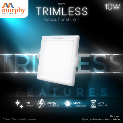 Murphy 10W Trimless Square Recess Panel Light