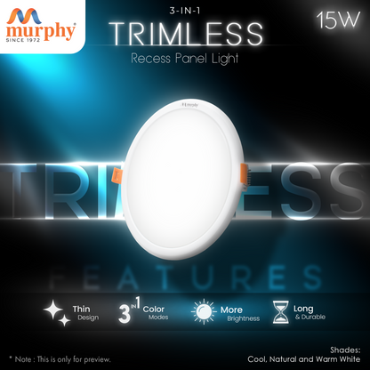 Murphy 15W Trimless 3 Color Changing Round Recess Panel Light