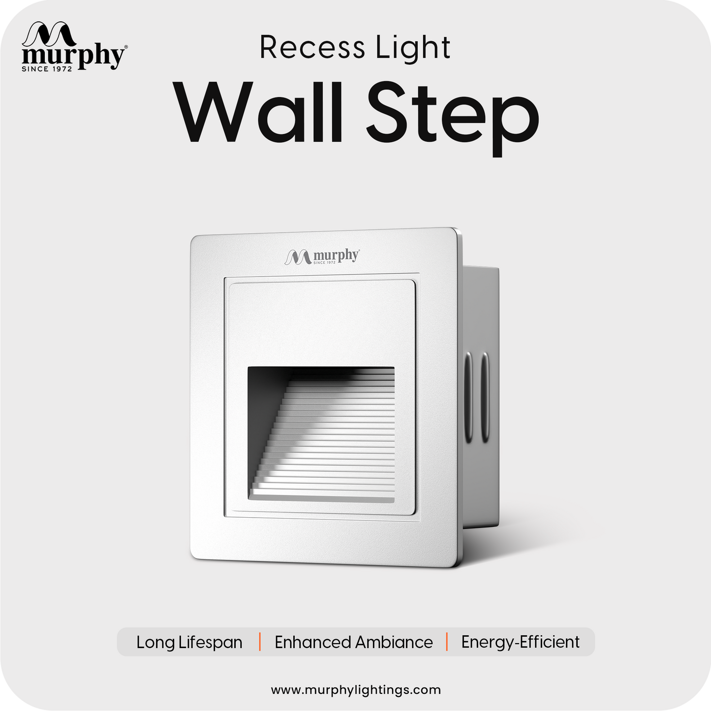 Murphy 3W LED Foot Wall Step Concealed Light - Recess-White Body