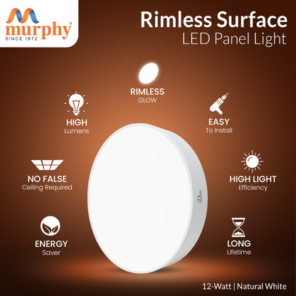 Murphy 12W Rimless Round Surface Panel Light