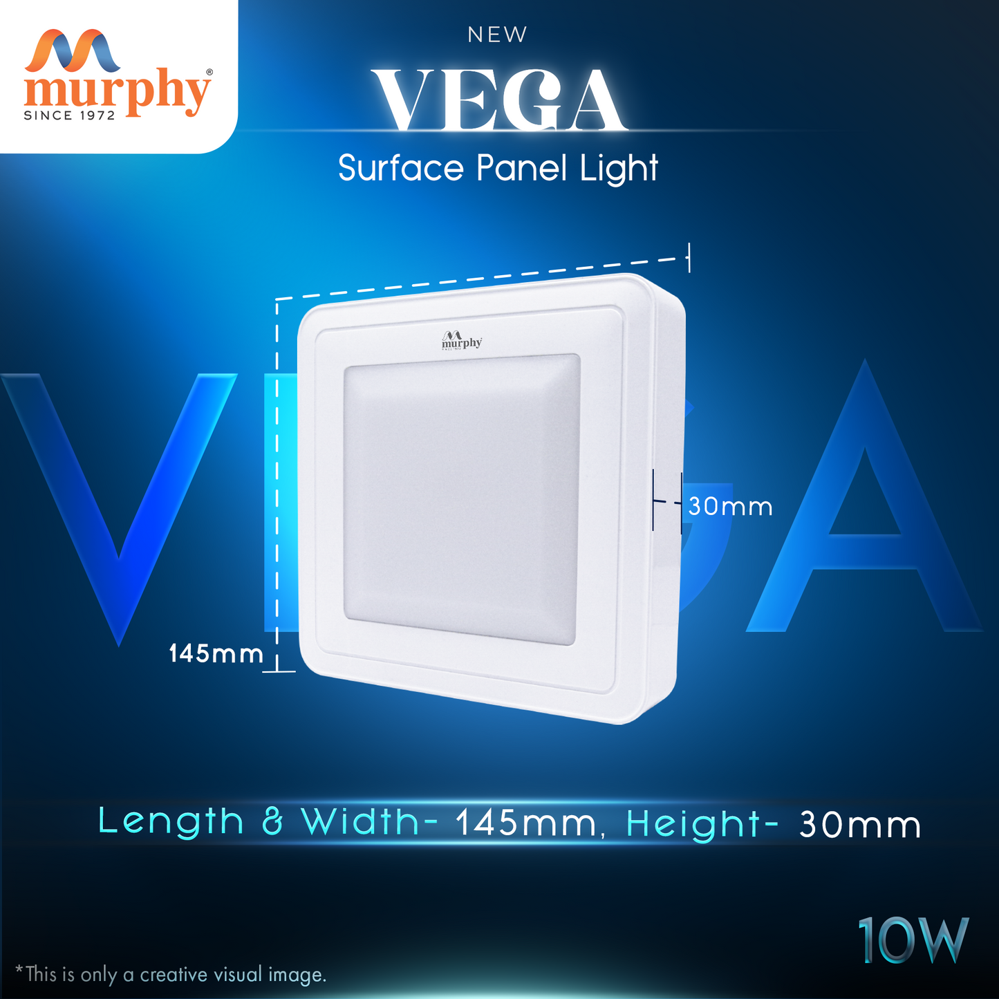 Murphy 10W Vega Square Surface Panel Light