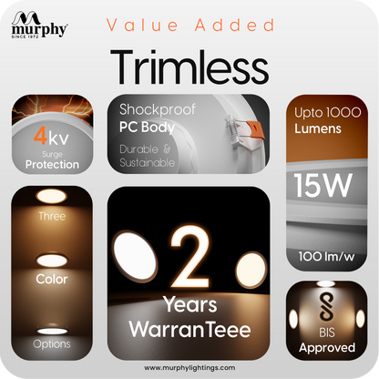 Murphy 15W Trimless Round Recess Panel Light