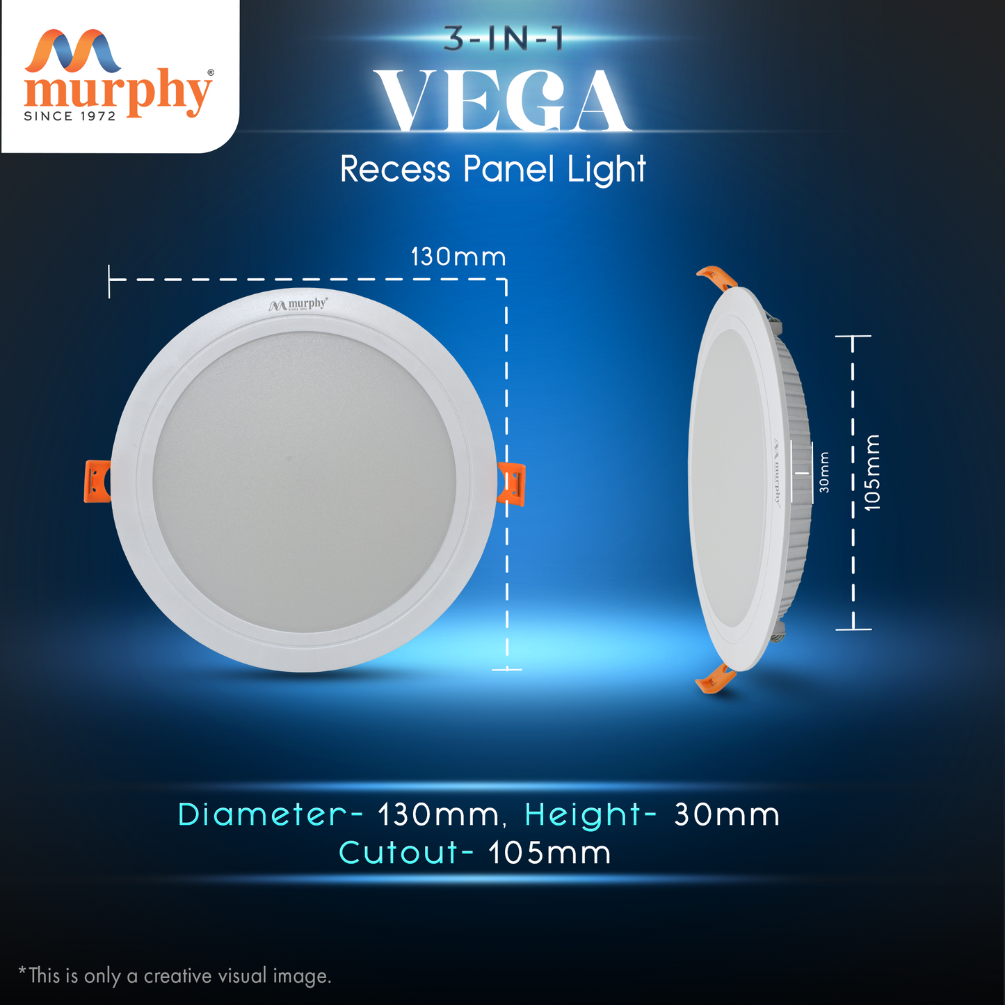 Murphy 10W Vega 3-IN-1 Color Changing Round Recess Panel Light : CW+WW+NW