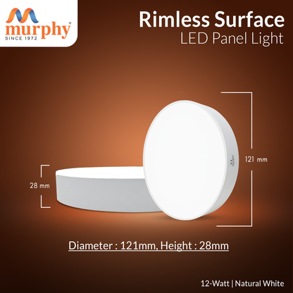 Murphy 12W Rimless Round Surface Panel Light