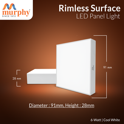 Murphy 6W Rimless Square Surface Panel Light