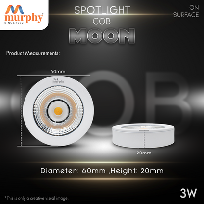 Murphy 3 Watt Moon Round Led COB Surface Cabinet/Ceiling Down Light