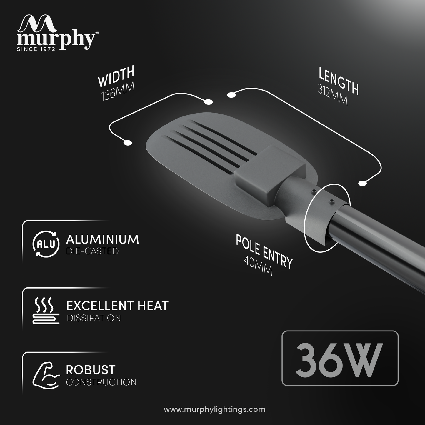 Murphy LED 36W Lenza-X Street Light