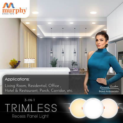 Murphy 15W Trimless 3 Color Changing Round Recess Panel Light