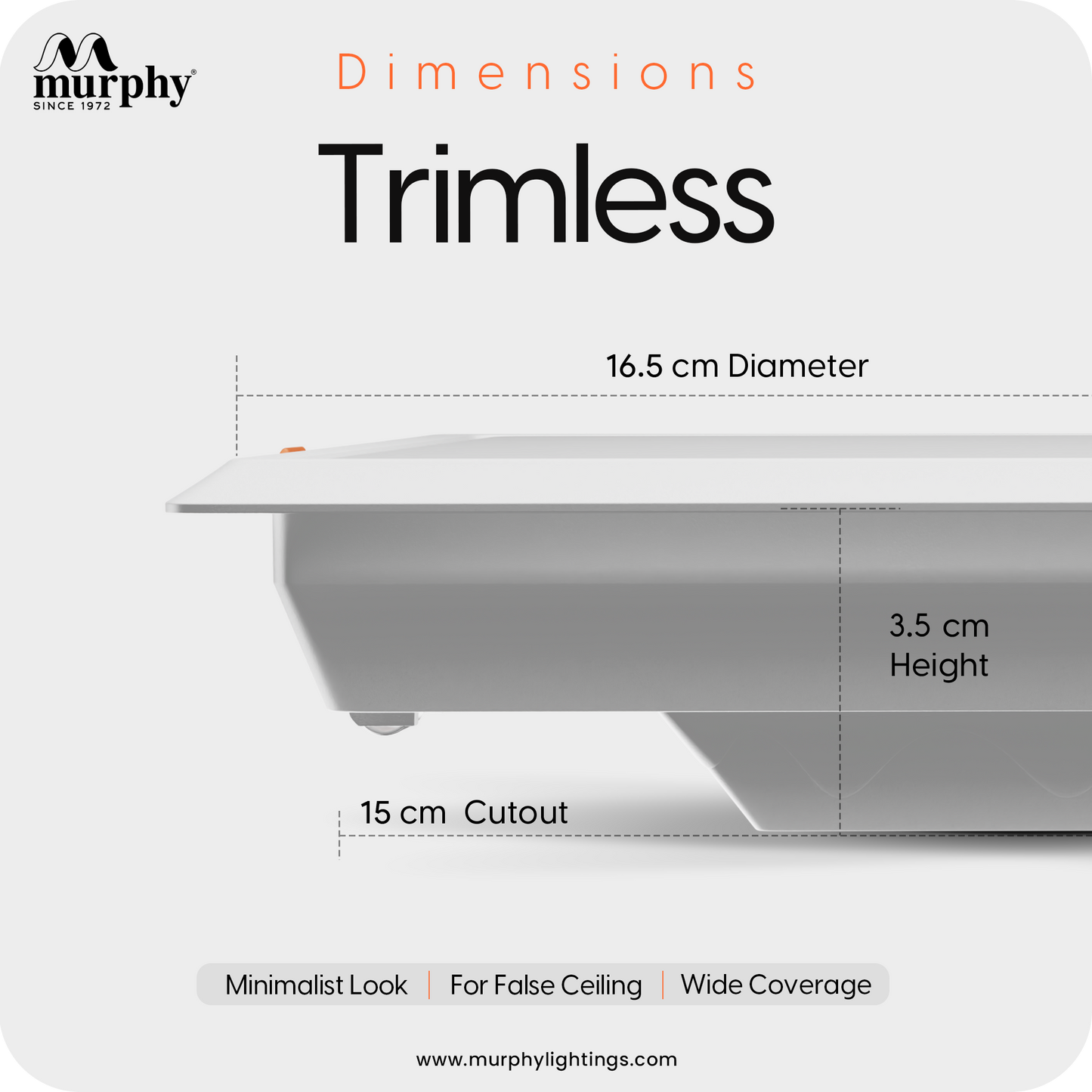 Murphy 15W Trimless Square Recess Panel Light