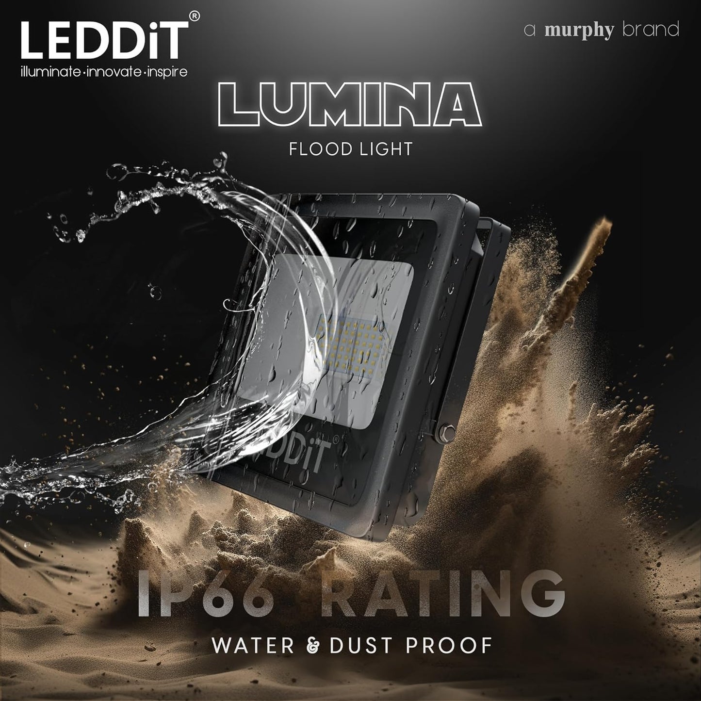 LEDDiT (a Brand by Murphy Lumina 50W Waterproof LED Flood Light, IP65 Rated Outdoor Light (Cool White, BIS Approved)