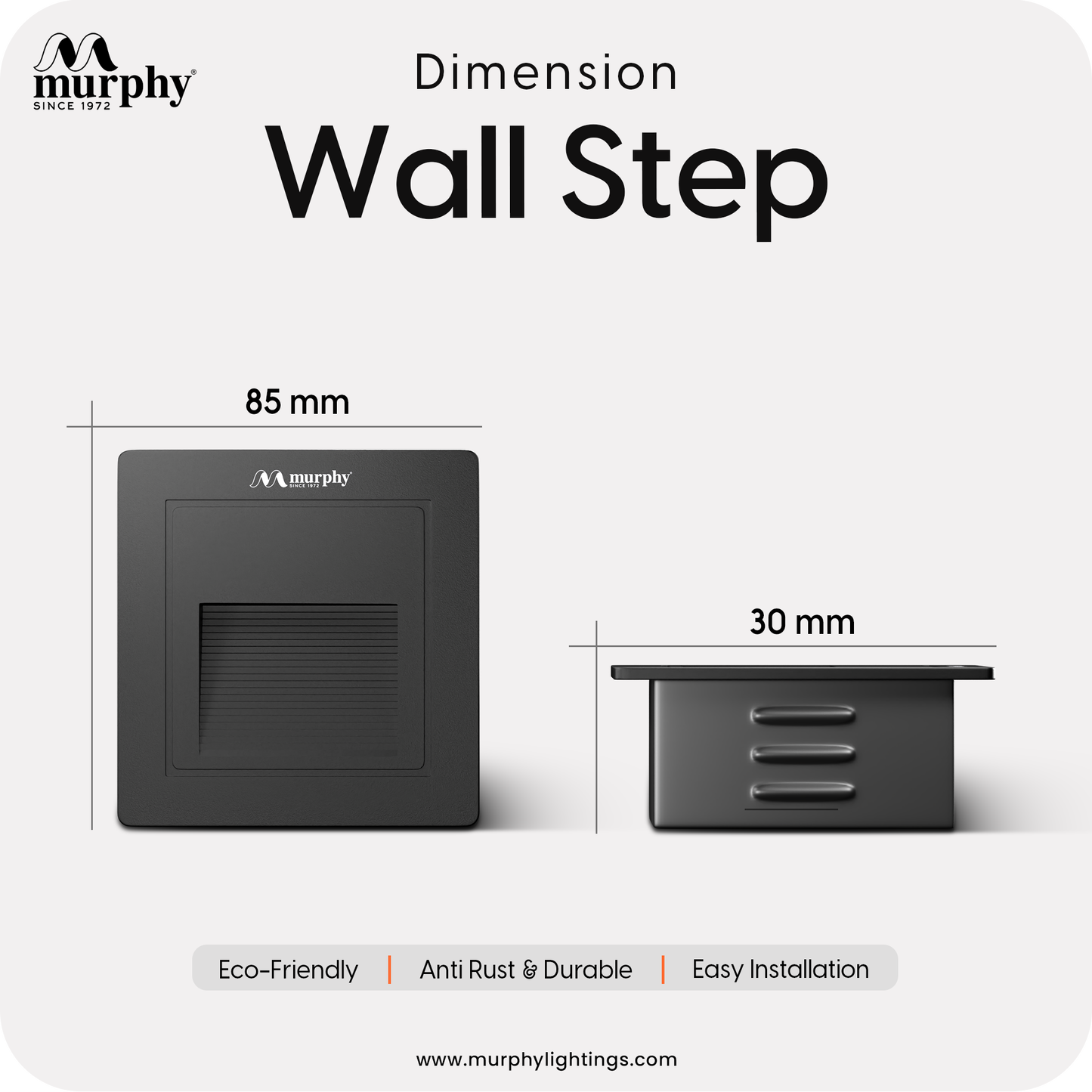 Murphy 3W LED Foot Wall Light - Recess-Black Body