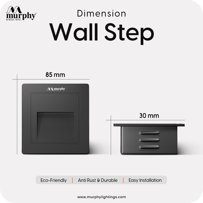 Murphy 3W LED Foot Wall Light - Recess-Black Body