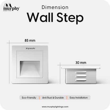 Murphy 3W LED Foot Wall Step Concealed Light - Recess-White Body