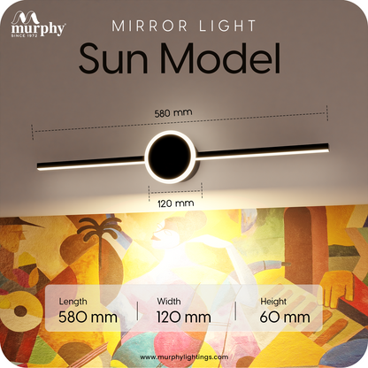 Murphy Sun Model 16+2W with Black Finish LED Picture Photo Frame Light/Bathroom Dressing Table Light with 3 Color Changing Light (White,Warm White and Natural White)