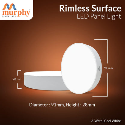 Murphy 6W Rimless Round Surface Panel Light