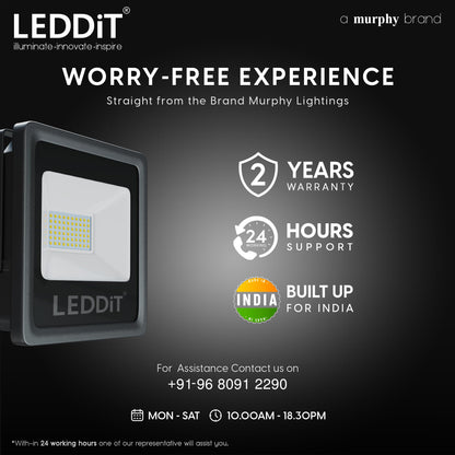 LEDDiT (a Brand by Murphy Lumina 50W Waterproof LED Flood Light, IP65 Rated Outdoor Light (Cool White, BIS Approved)