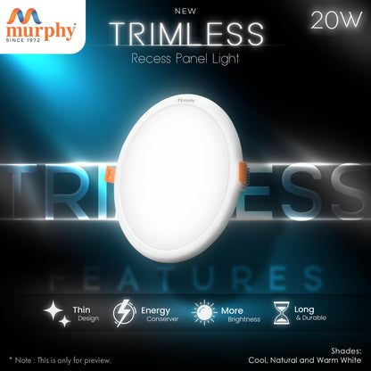 Murphy 20W Trimless Round Recess Panel Light