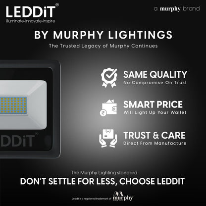 LEDDiT (a Brand by Murphy Lumina 50W Waterproof LED Flood Light, IP65 Rated Outdoor Light (Cool White, BIS Approved)