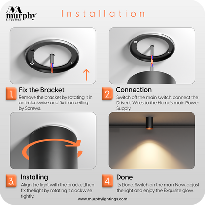 Murphy 10W Cylindrical Surface Mounted COB Spot Downlight