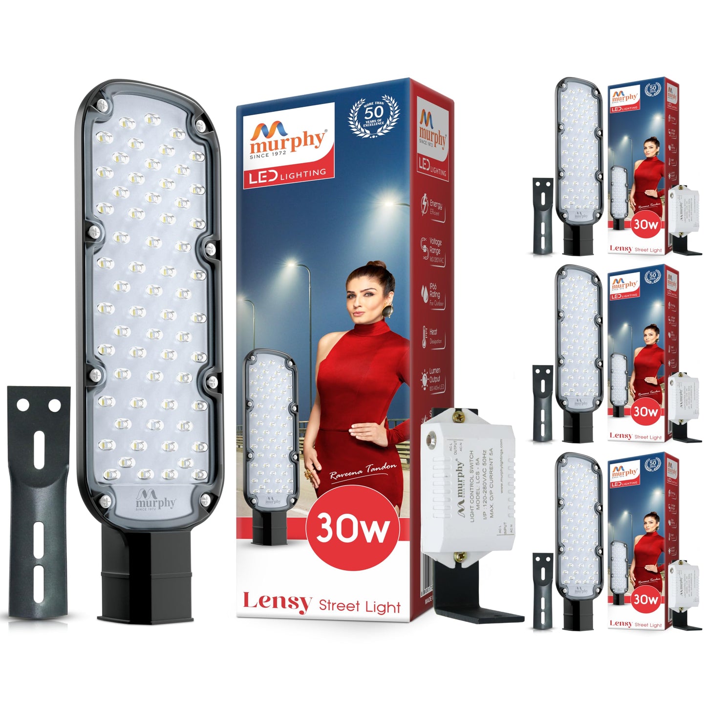 Murphy LED Lensy 30W Dusk to Dawn Auto Day/Night ON/Off Street Light, IP-65 Outdoor Light Cool White