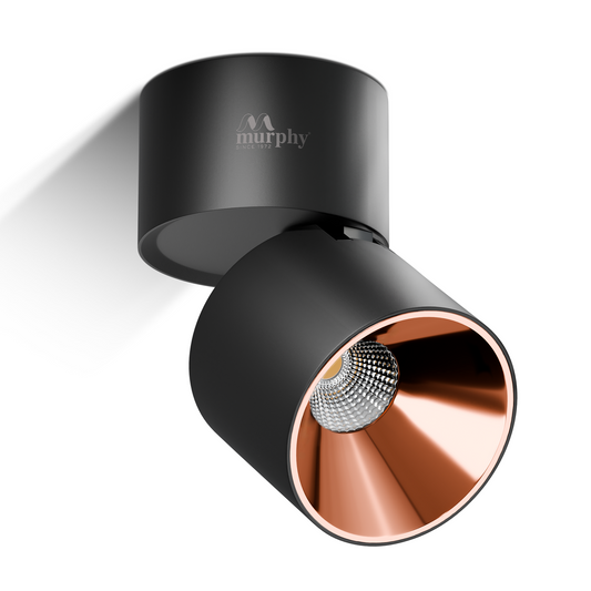 Murphy 12W Ador Black Body Reflective Rose Gold Finish 360 Degree Adjustable LED Surface COB Surface Light