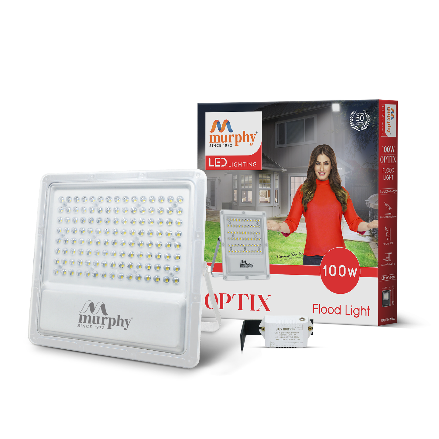 Murphy LED 100W OptiX Flood Light With Auto On/Off Day Night Light Sensor