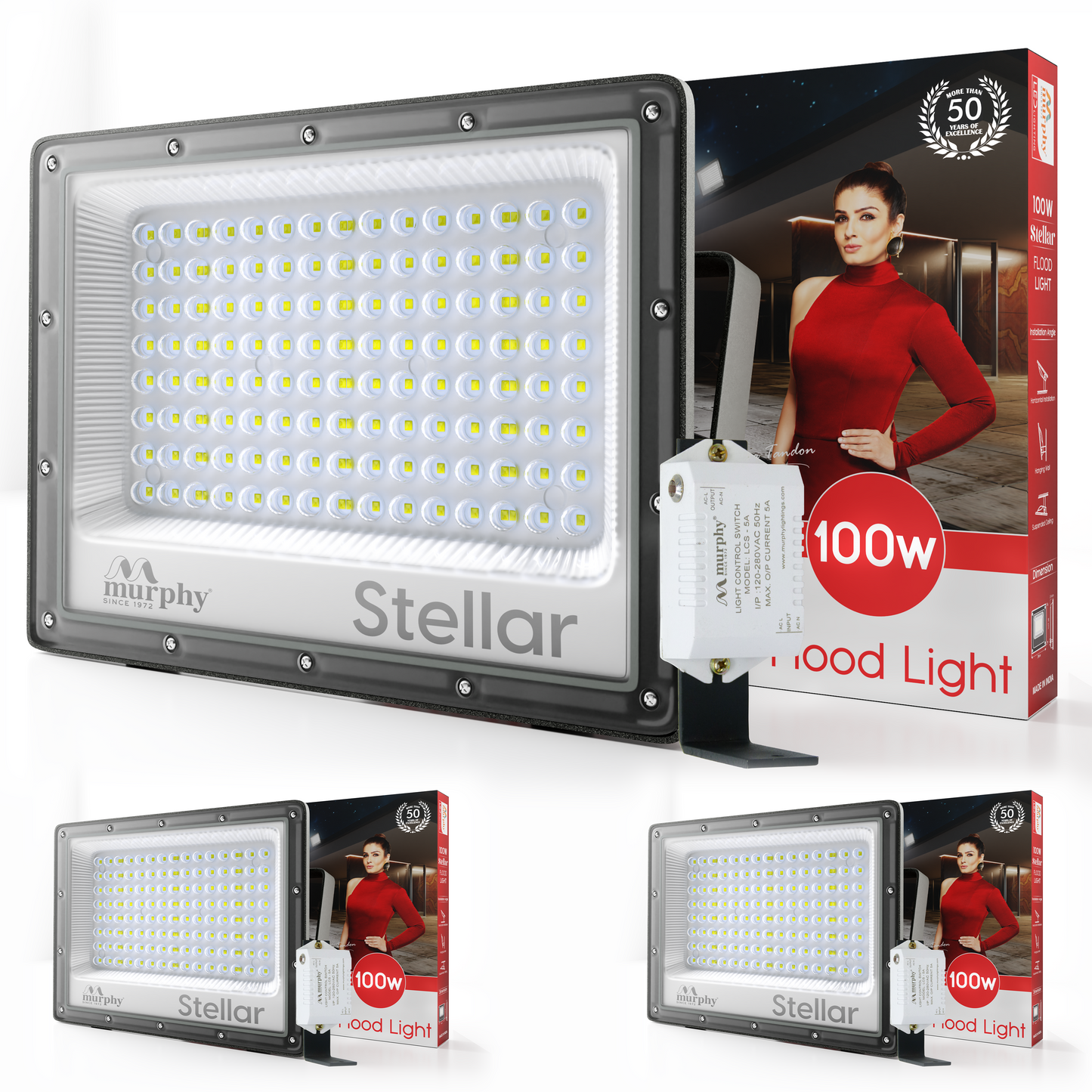 Murphy Steller 100W Led Waterproof with Auto On/Off Day Night Light Sensor Flood Light (Cool White, BIS Approved)