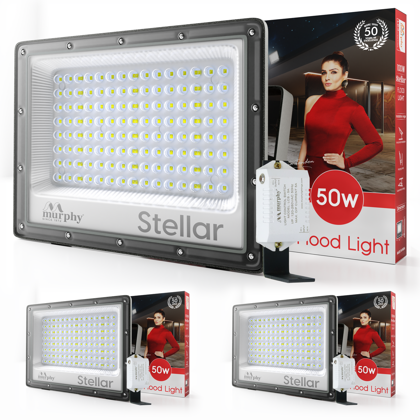 Murphy Steller 50W Led Waterproof with Auto On/Off Day Night Light Sensor Flood Light(Cool White, BIS Approved)