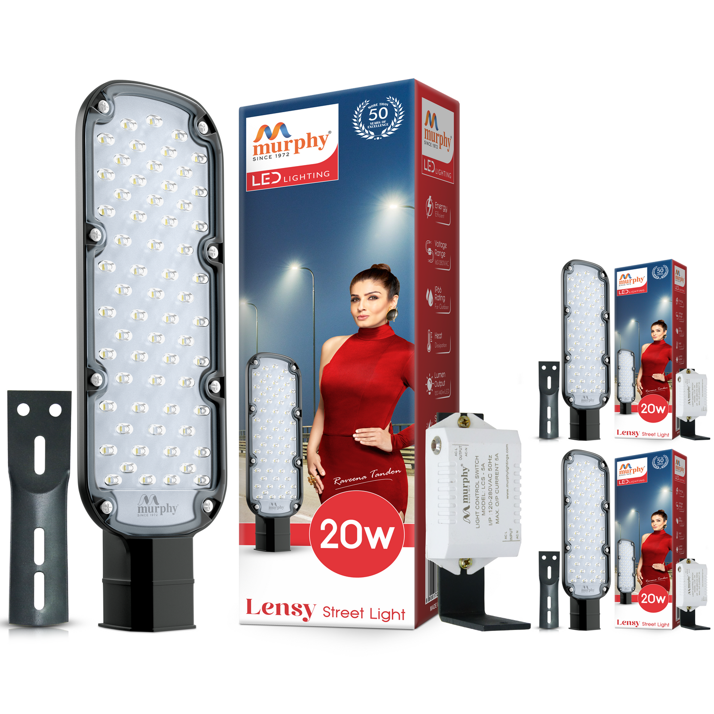 Murphy LED Lensy 20W Dusk to Dawn Auto Day/Night ON/Off Street Light, IP-65 Outdoor Light Cool White