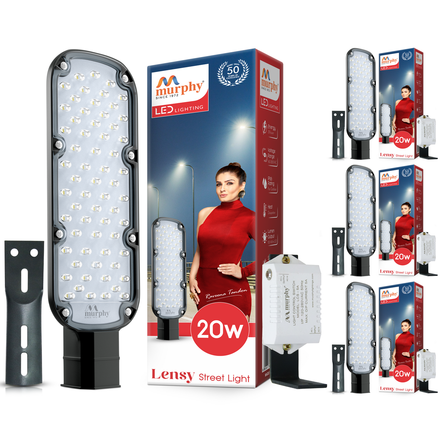 Murphy LED Lensy 20W Dusk to Dawn Auto Day/Night ON/Off Street Light, IP-65 Outdoor Light Cool White