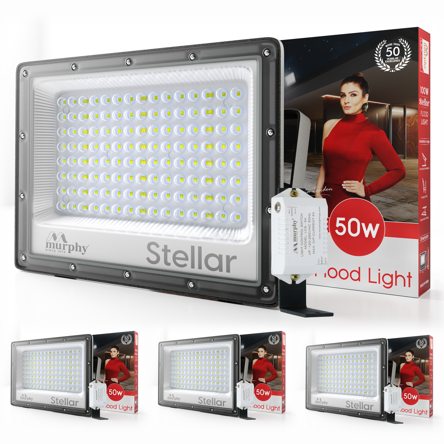 Murphy Steller 50W Led Waterproof with Auto On/Off Day Night Light Sensor Flood Light(Cool White, BIS Approved)