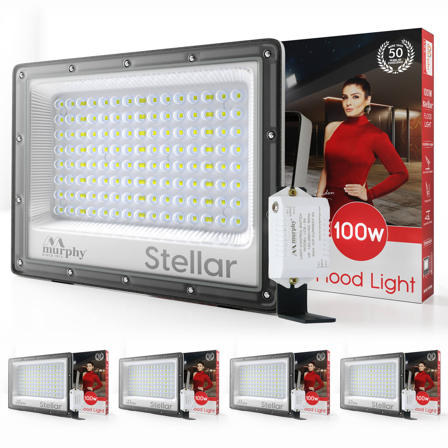 Murphy Steller 100W Led Waterproof with Auto On/Off Day Night Light Sensor Flood Light (Cool White, BIS Approved)