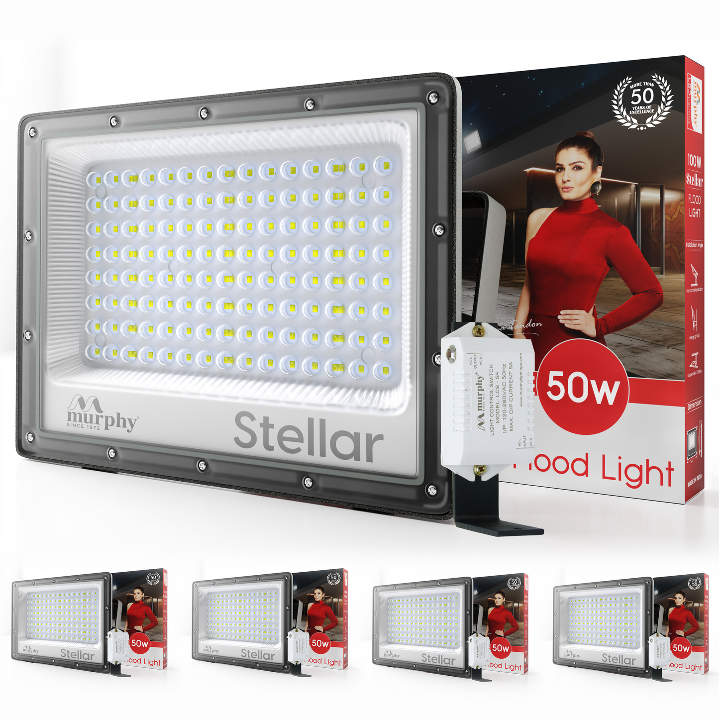 Murphy Steller 50W Led Waterproof with Auto On/Off Day Night Light Sensor Flood Light(Cool White, BIS Approved)